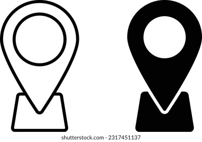 Location icon sheet, simple trendy flat style line and solid Isolated vector illustration on white background. For apps, logo, websites, symbol , UI, UX, graphic and web design. EPS 10.