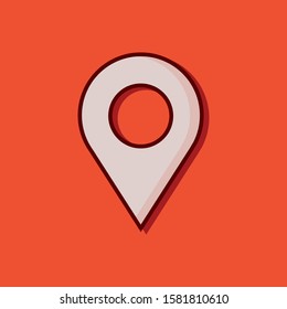 location icon. sign design. red background