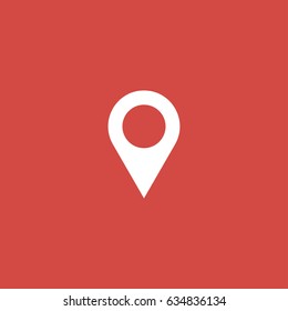 location icon. sign design. red background