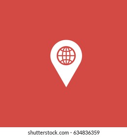 location icon. sign design. red background