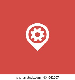 location icon. sign design. red background