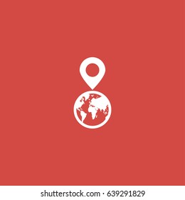 location icon. sign design. red background