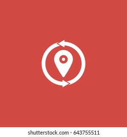 location icon. sign design. red background