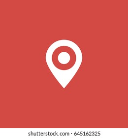 location icon. sign design. red background