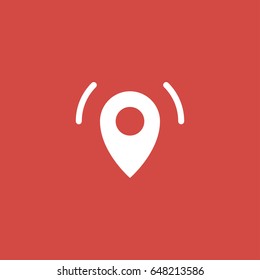 location icon. sign design. red background