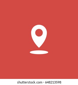 location icon. sign design red background