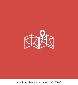 location icon. sign design. red background
