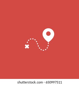 location icon. sign design. red background