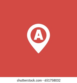 location icon. sign design. red background