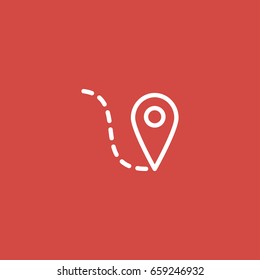 location icon. sign design. red background