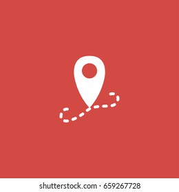 location icon. sign design. red background