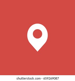 location icon. sign design. red background