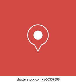 location icon. sign design. red background