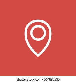 location icon. sign design. red background