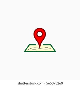 Location icon sign isolated on white background red pin on map. Navigation design element.