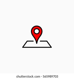 Location icon sign isolated on white background red pin on map. Navigation design element.