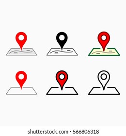 Location icon sign isolated on white background red pin on map. Navigation design element.