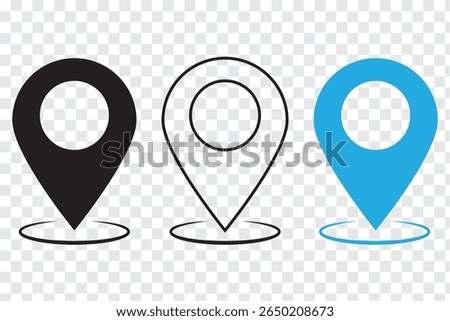 Location icon sign. Map Pin icon set. Location icon vector. Destination icon. Vector Illustration isolated On a white background. 