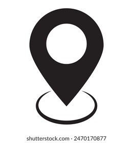 Location icon silhouette, Map pointer icon, GPS location, Landmark icon, pointer icon, flat Location vector illustration on white background.	
