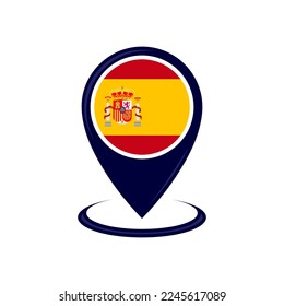 Location icon with Spain flag isolated. Spain flag and map pointer icon. vector illustration