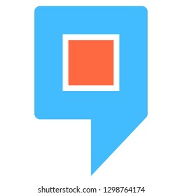 Location icon square map pin sign is isolated on white background. Web button for internet cartography is created in flat style. The design graphic element is saved as a vector illustration