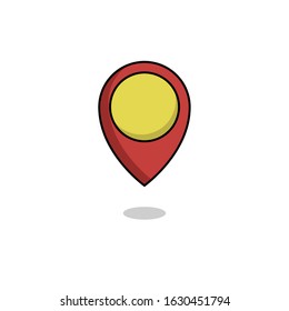 Location icon or symbol.red map pin with black outline.cartoon style.