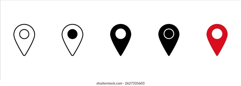 Standortsymbol oder Kartenpinsatz. Für Ihre Website, Logo, App, UI-Design. Abbildung einzeln auf weißem Hintergrund.
