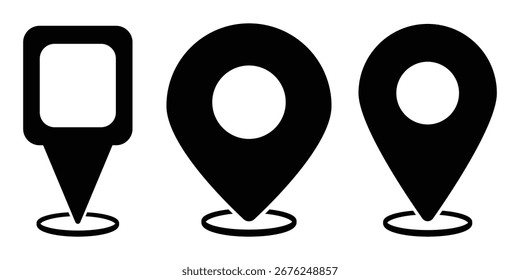 Símbolo do ícone de localização , marcador de posição do pino do mapa. símbolo do ícone do ponteiro de localização em estilo simples. Mapa de navegação, ícone de navegação de local, ponto de localização geográfica. Ilustração vetorial.