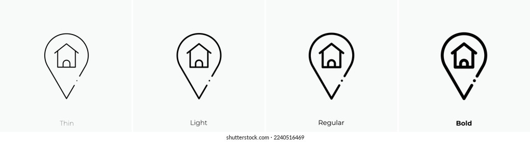 location icon. Thin, Light Regular And Bold style design isolated on white background