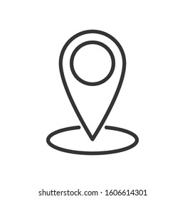 Location icon in thin line style. Outline navigation icon. Linear map pointer icon isolated. Vector illustration.