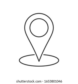 Location icon in thin line style. Outline navigation icon. Linear map pointer icon isolated. Vector illustration.