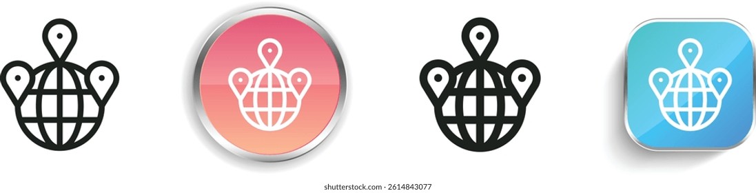 location icon. Thin Linear, Regular and Button Style Design Isolated On White Background