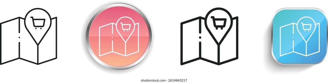location icon. Thin Linear, Regular and Button Style Design Isolated On White Background