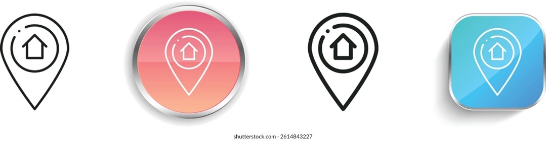 location icon. Thin Linear, Regular and Button Style Design Isolated On White Background