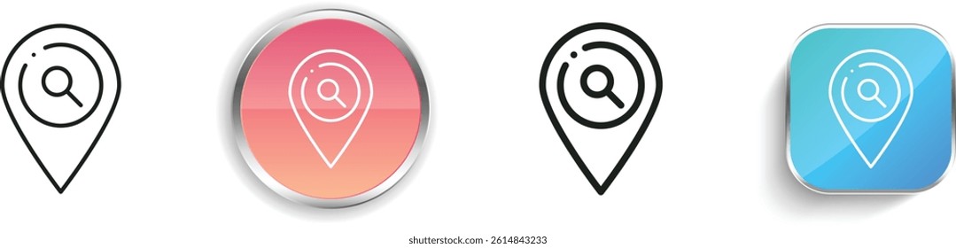 location icon. Thin Linear, Regular and Button Style Design Isolated On White Background