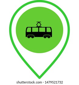 location icon, tram, vector illustration