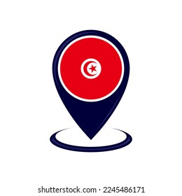 Location icon with Tunisia flag isolated. Tunisia flag and map pointer icon. vector illustration