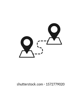 Location icon. Two Pin signs Isolated on white background. Navigation map, gps, direction, route symbols for perfect mobile application and website UI design.