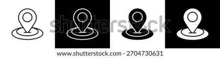 Location icon variations in line and glyph style on black and white background