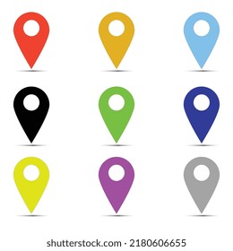 Location icon with various colors to choose, White Background, EPS File.