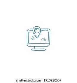 location icon with vector color, place, web, search, mark, clean, line, isolated, editable, line, agency, simple