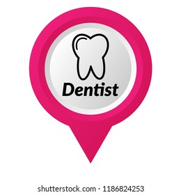 Icono de ubicación vectorial e icono de dentista