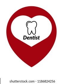 Location icon vector and dentist icon