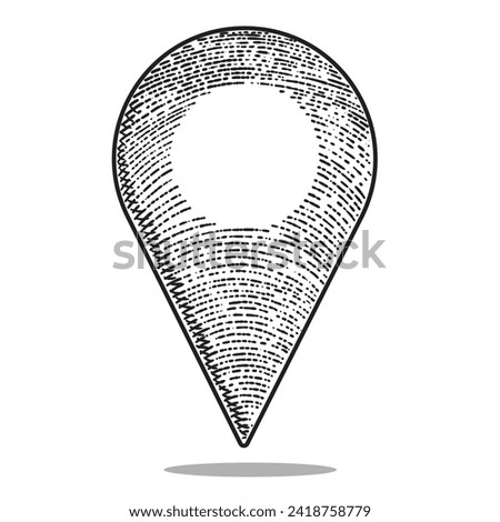 location icon vector engraving style hand drawn black and white