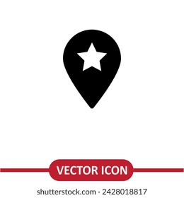Standort-Symbol Vektor, Lieblingsort mit Sternzeichen.einfache Illustration auf weißem Hintergrund..eps