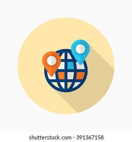Location icon, Vector flat long shadow design. Shipping and logistics concept.