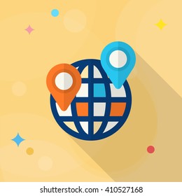 Location icon, Vector flat long shadow design. Shipping and logisticst concept.