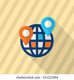 Location icon, Vector flat long shadow design. Shipping and logisticst concept.