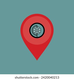 Location icon vector and globe symbol in the middle. Location icon vector. EPS 10 editable vector.