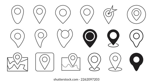 Location Icon vector, GPS Pointer Icon, Map Locator Sign, Pin location line art style vector illustration